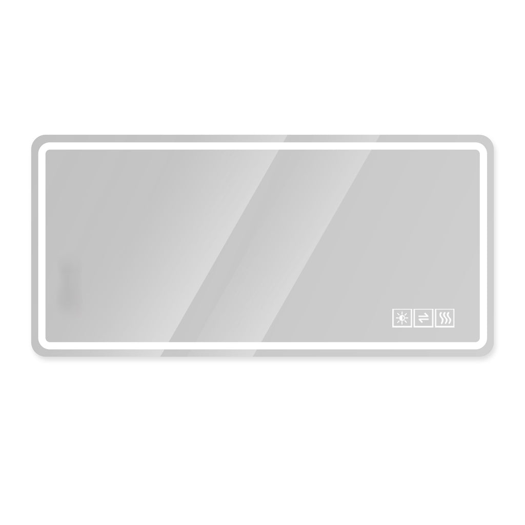 KZG 28x60 inch LED dimmable vanity mirror with anti-fog tempered glass in silver — image 1