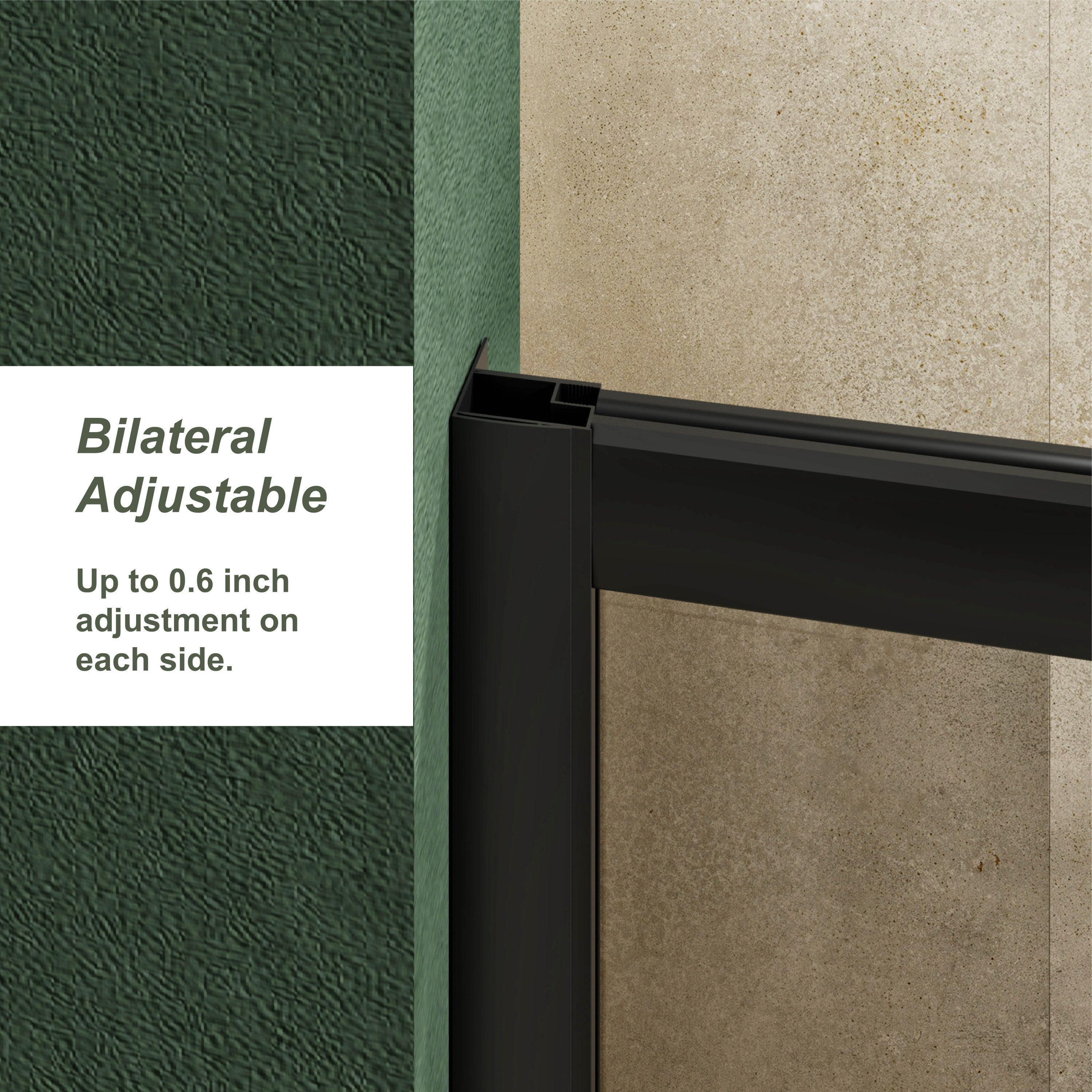 Matte black single-sliding shower door, 48 in. × 72 in., tempered glass — image 6
