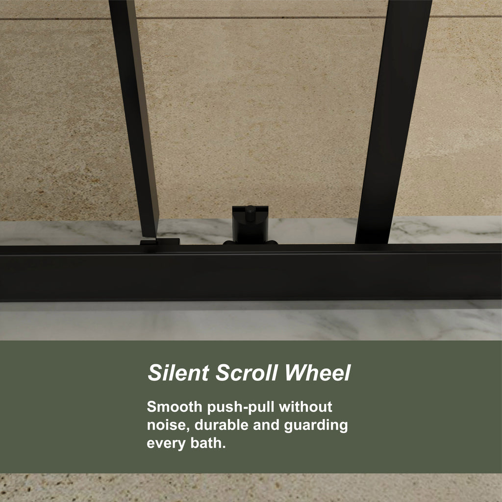 Matte black sliding shower door — 60 in. width, 72 in. height — image 7