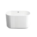 KZG 59 in. linear freestanding acrylic soaker tub in glossy white with chrome pop-up drain — image 1