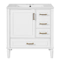 KZG 30-inch modern white bathroom vanity with ceramic sink and soft-close door — image 1