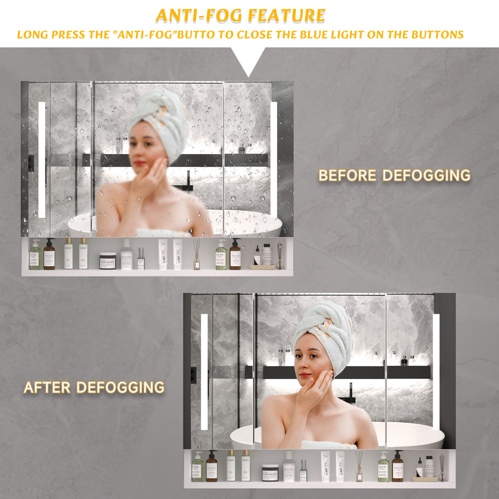 KZG 39x28 in. modern white aluminium LED medicine cabinet with mirror — image 7
