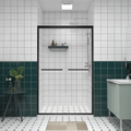 KZG 48-inch matte black bypass sliding shower door with clear tempered glass — image 1