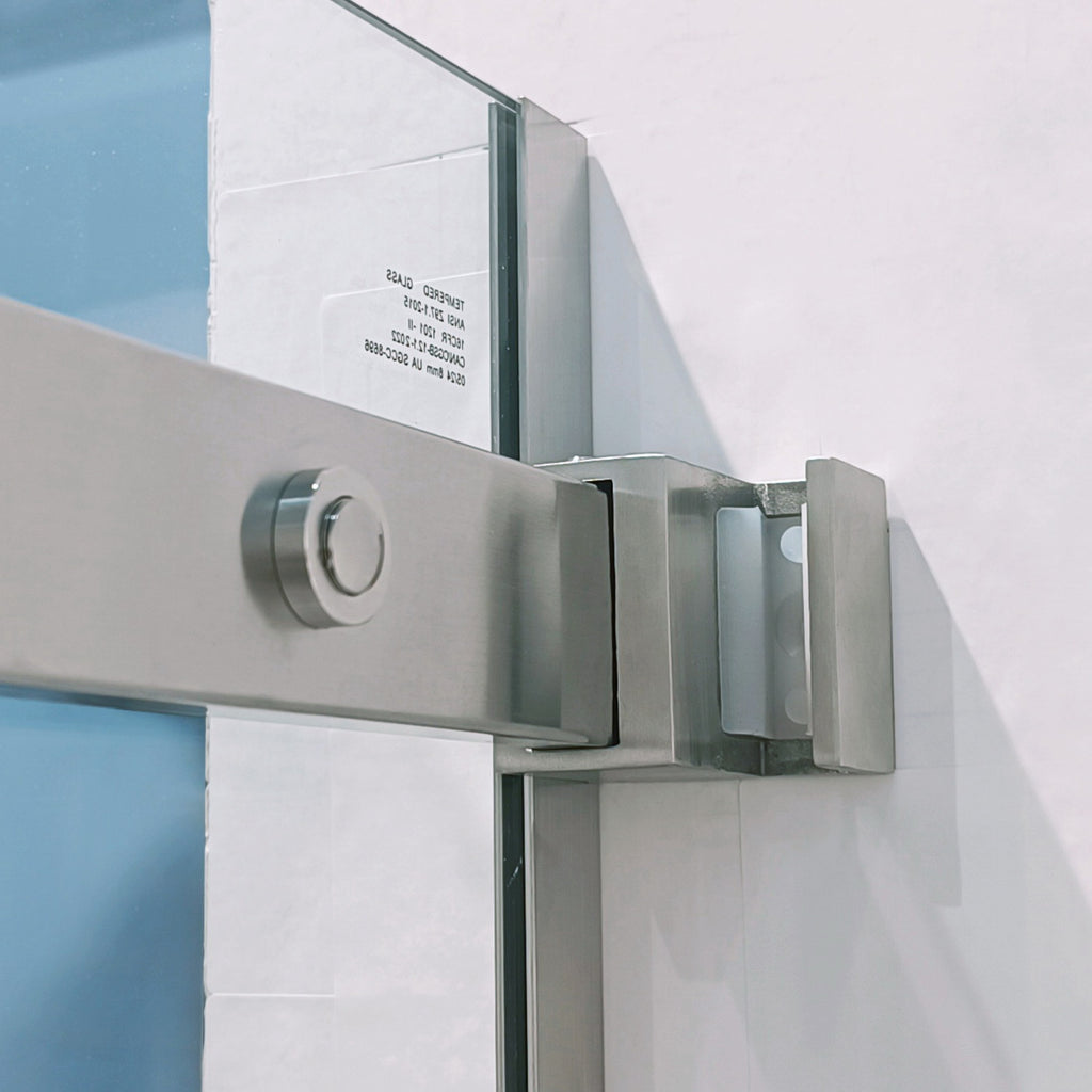KZG 56-60 in. semi-frame single sliding shower door in brushed nickel with 8mm tempered glass — image 6
