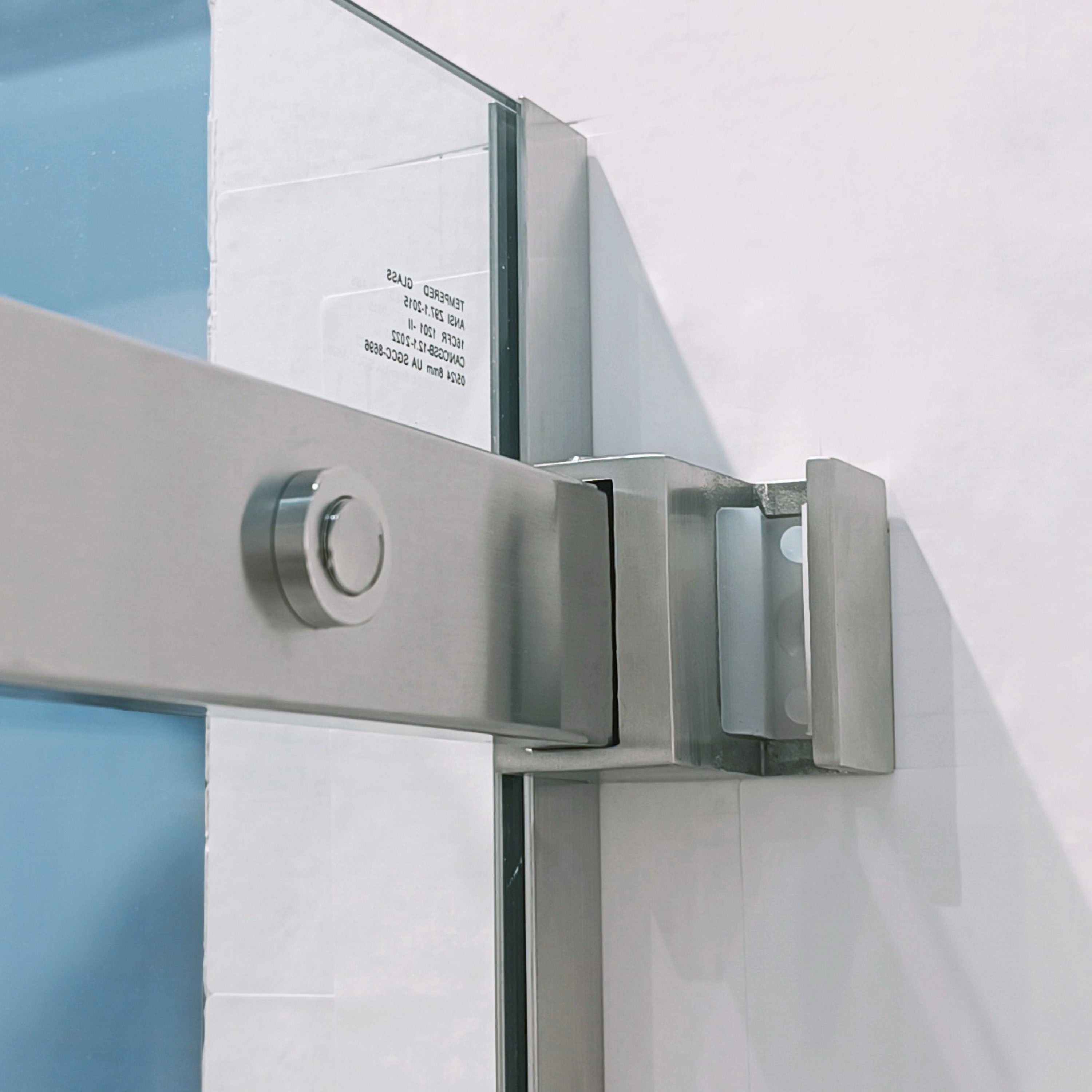 KZG 56-60 in. semi-frame single sliding shower door in brushed nickel with 8mm tempered glass — image 6