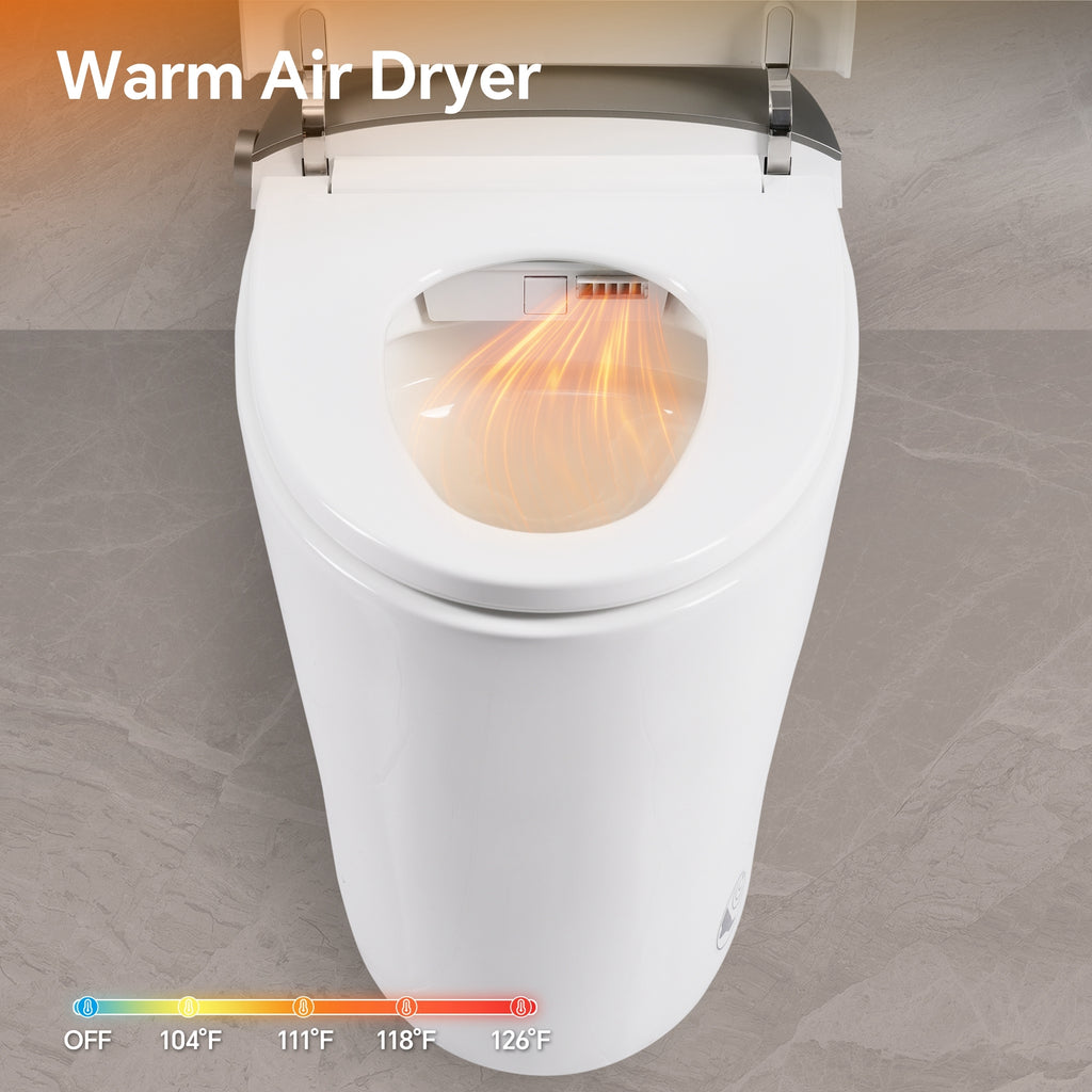 KZG elongated smart toilet with bidet, heated seat, and night light in white ceramic — image 6