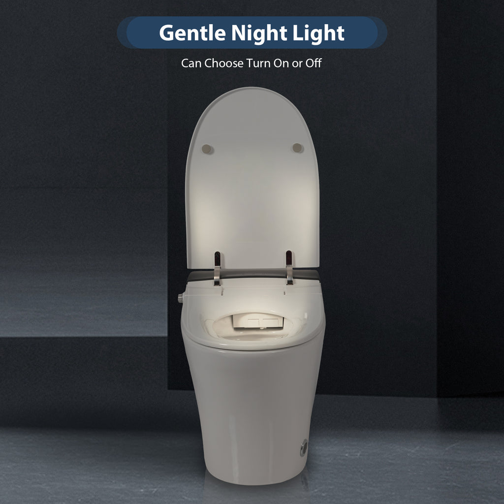 KZG smart one-piece heated toilet with foot sensor flush and blue night light — image 3
