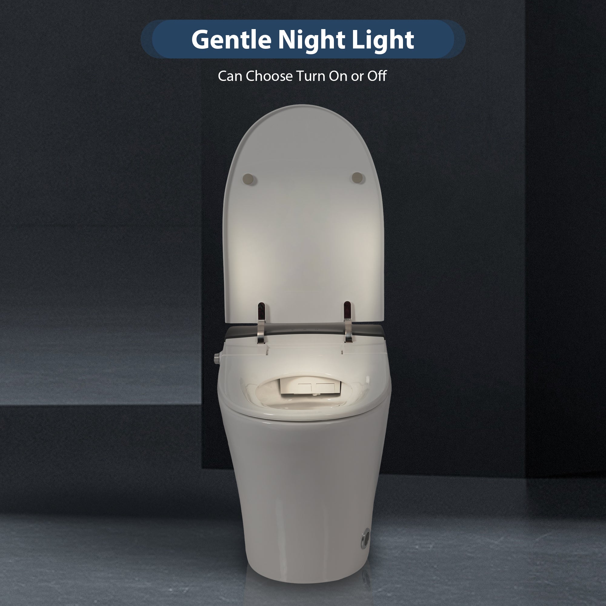 KZG smart one-piece heated toilet with foot sensor flush and blue night light — image 3