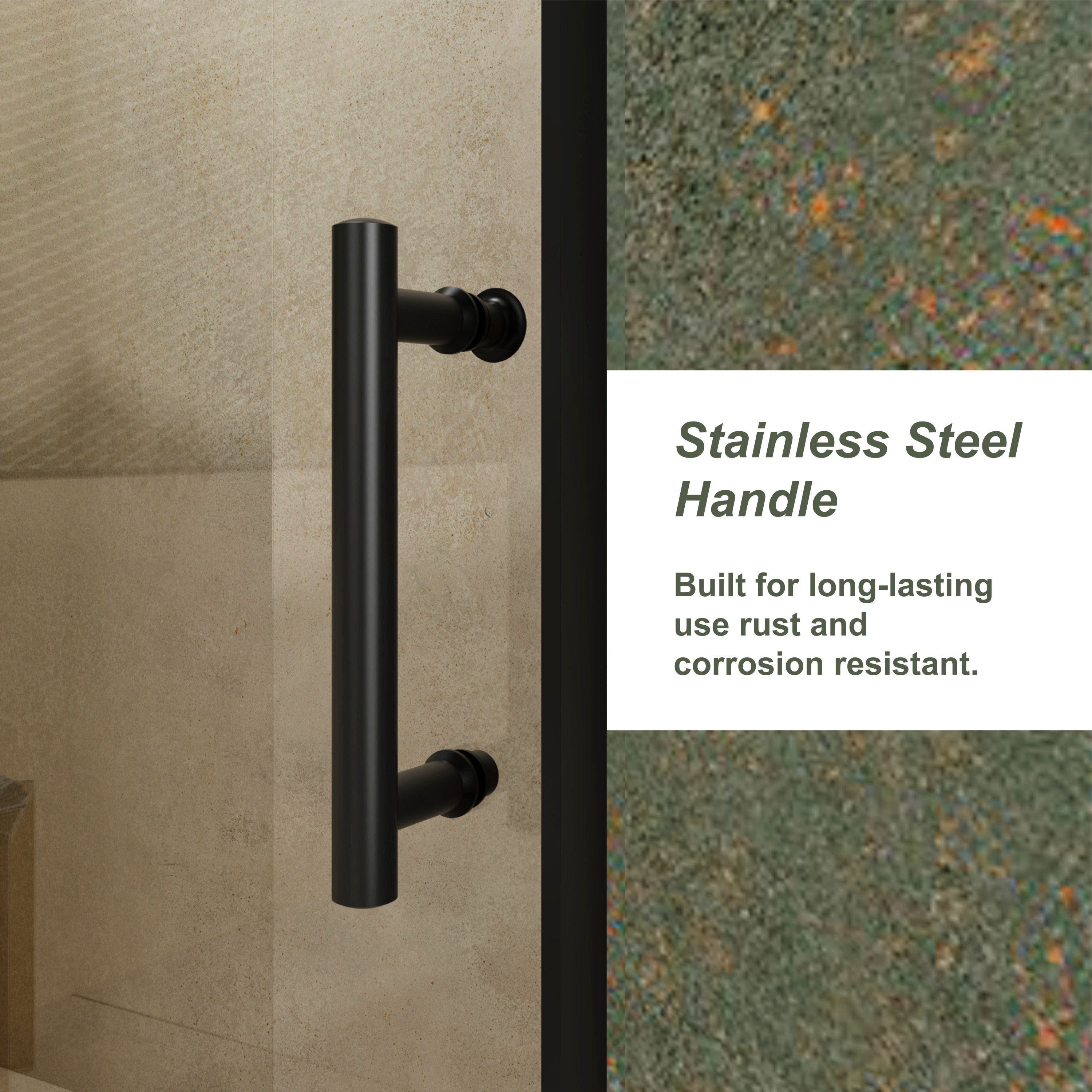 Matte black single-sliding shower door, 48 in. × 72 in., tempered glass — image 4