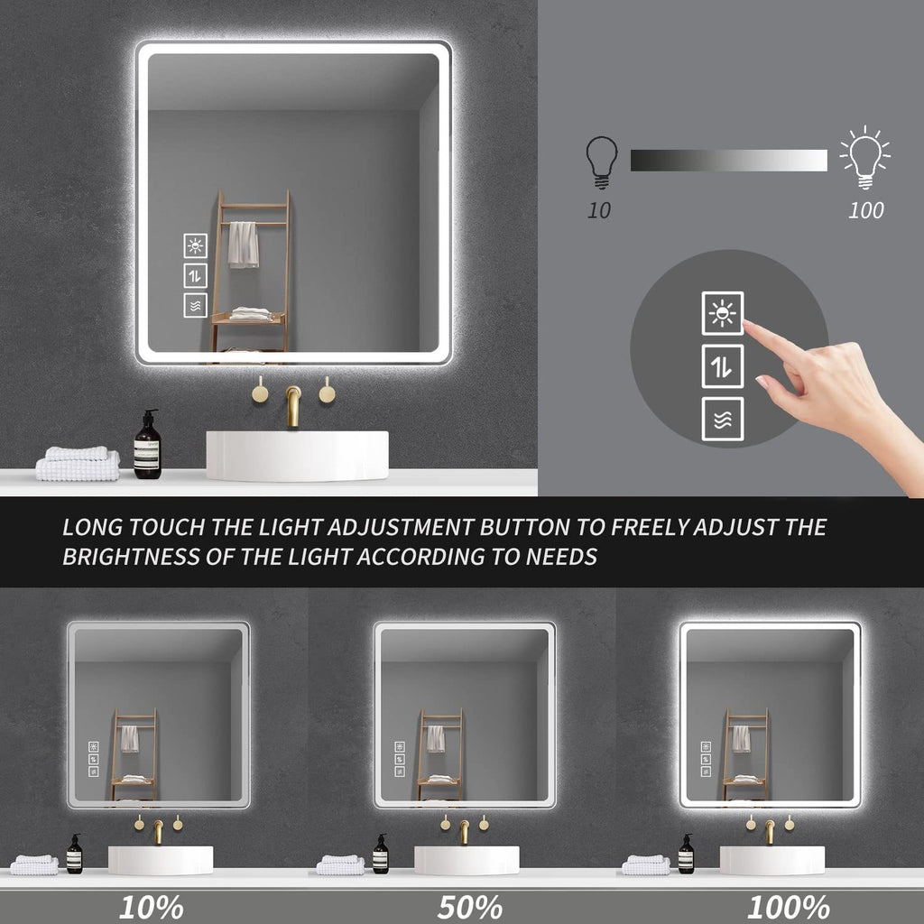 KZG 36-inch LED bathroom mirror with anti-fog silver glass and tri-color lighting — image 7