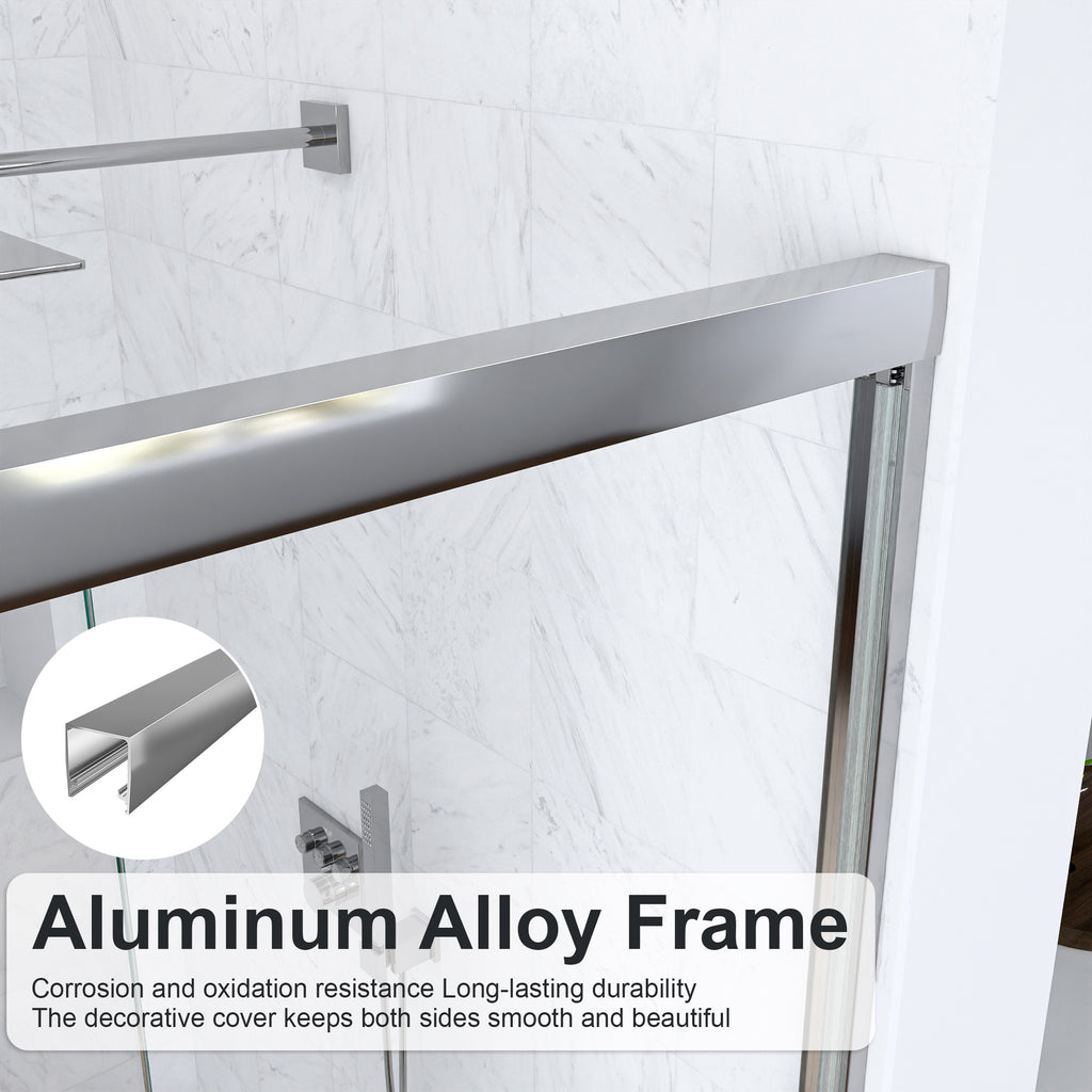 KZG 56–60 in. semi-frameless double sliding shower door with chrome finish and tempered glass — image 7
