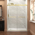 KZG brushed gold frameless bypass sliding shower door, 55–60 in. wide, 76 in. tall — image 1