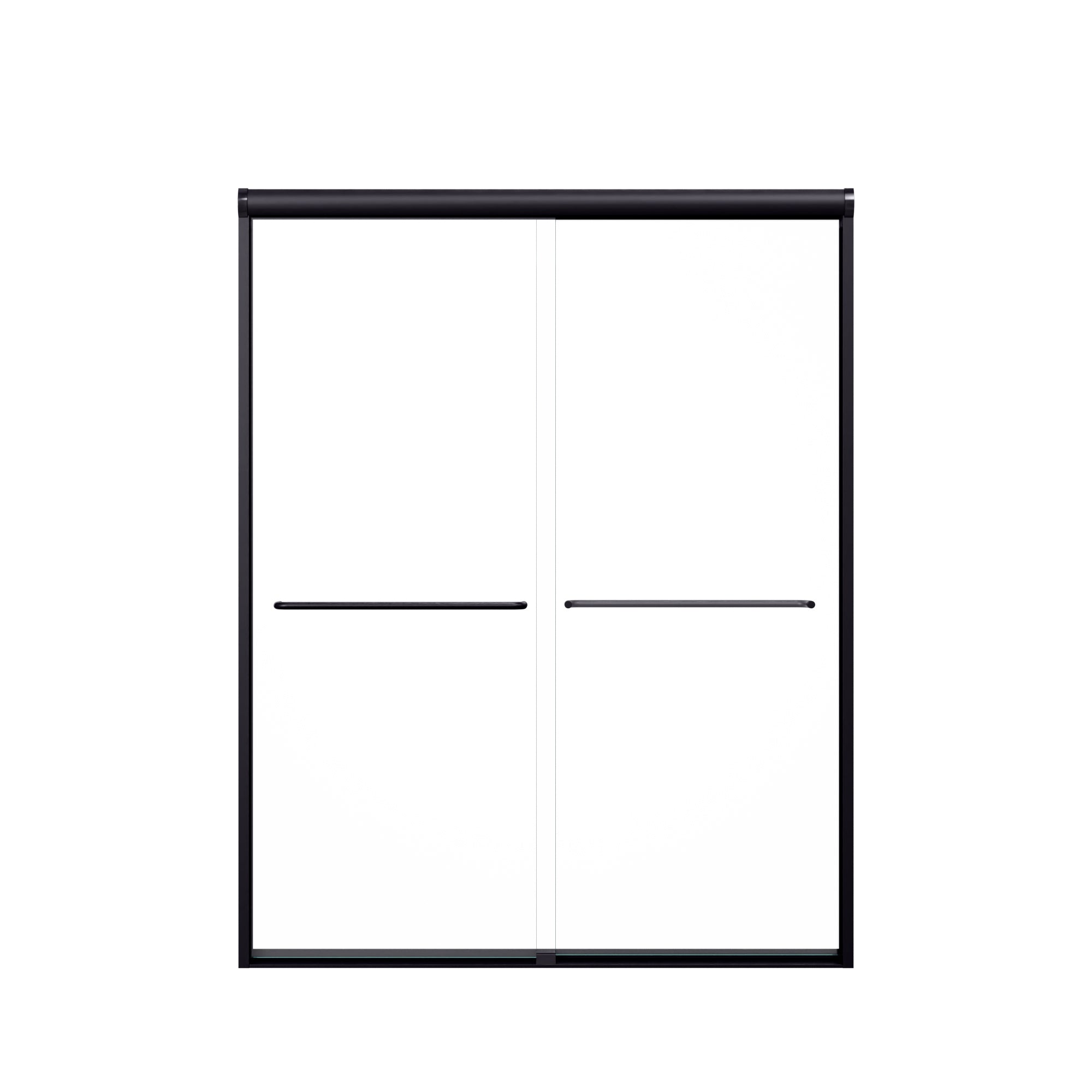 KZG modern semi-frameless double sliding shower door in matte black, 56-60 in. wide with 1/4 in. tempered glass — image 1
