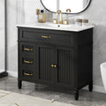 KZG 36 in. black bathroom vanity with ceramic sink and storage drawers — image 1