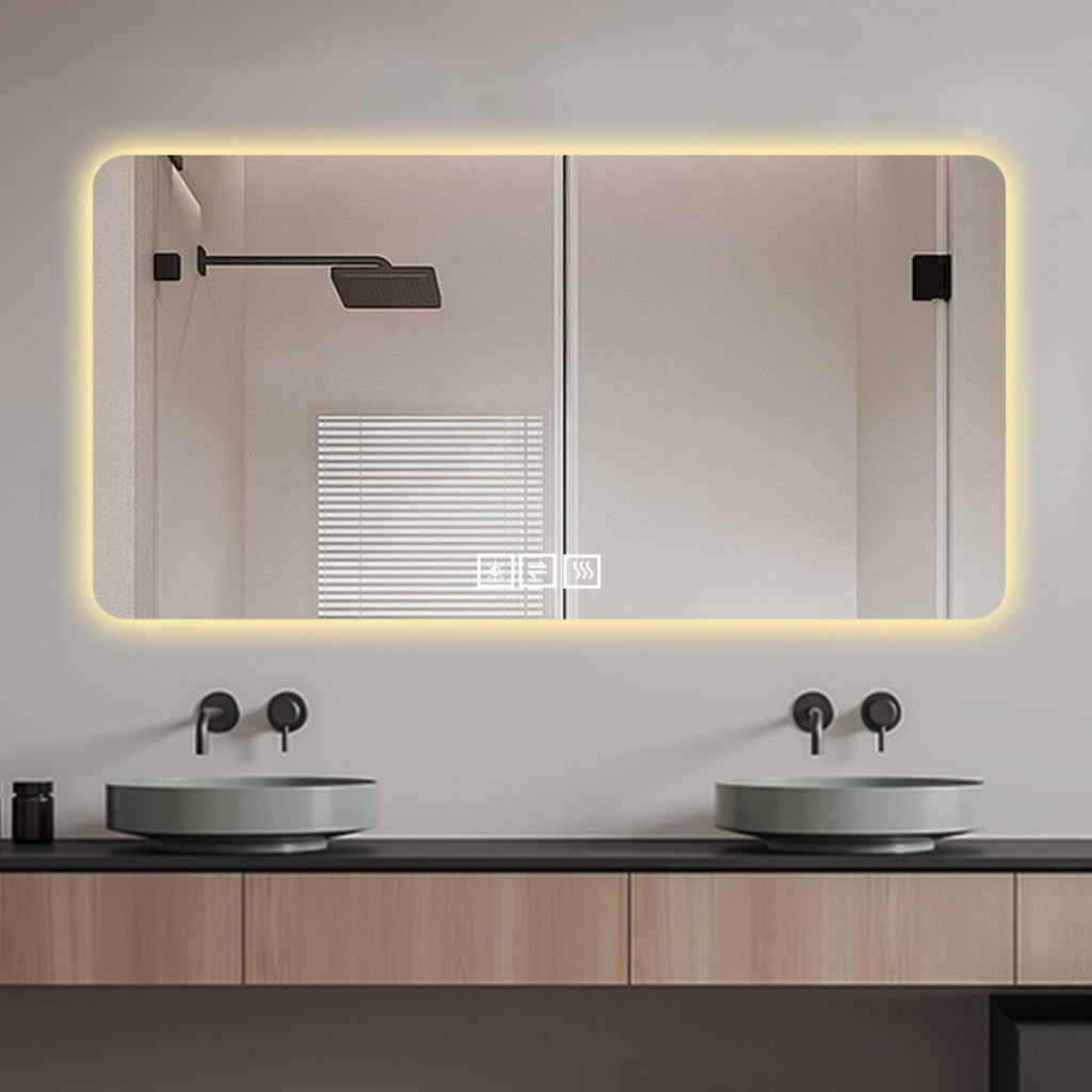 KZG 28x60 in. LED bathroom mirror with three-color dimmable backlight in silver — image 5