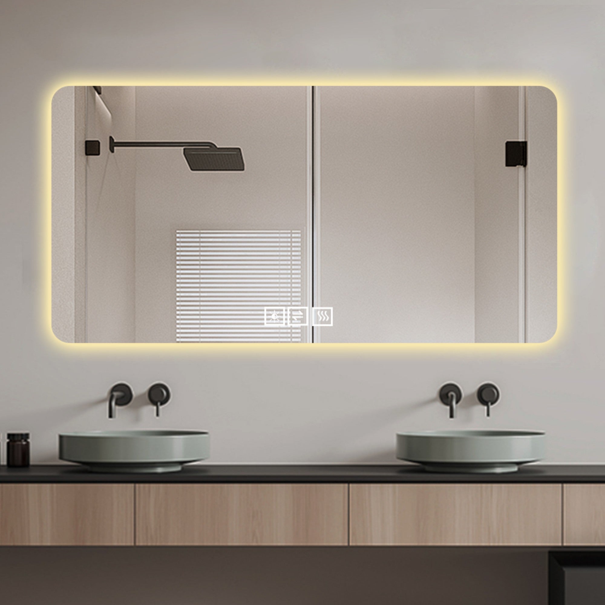KZG 28x60 in. LED bathroom mirror with three-color dimmable backlight in silver — image 5