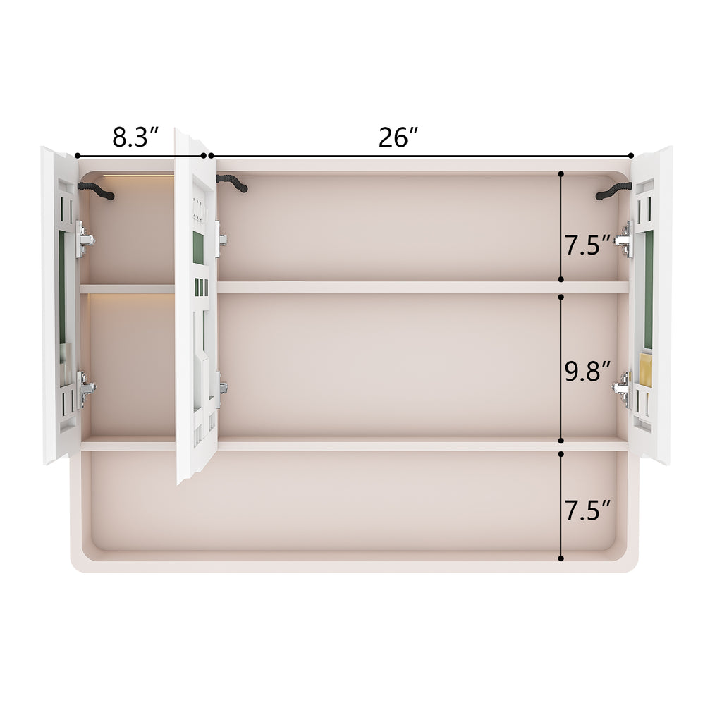 KZG 35 x 28 inch khaki aluminum LED medicine cabinet mirror with defogging function — image 3