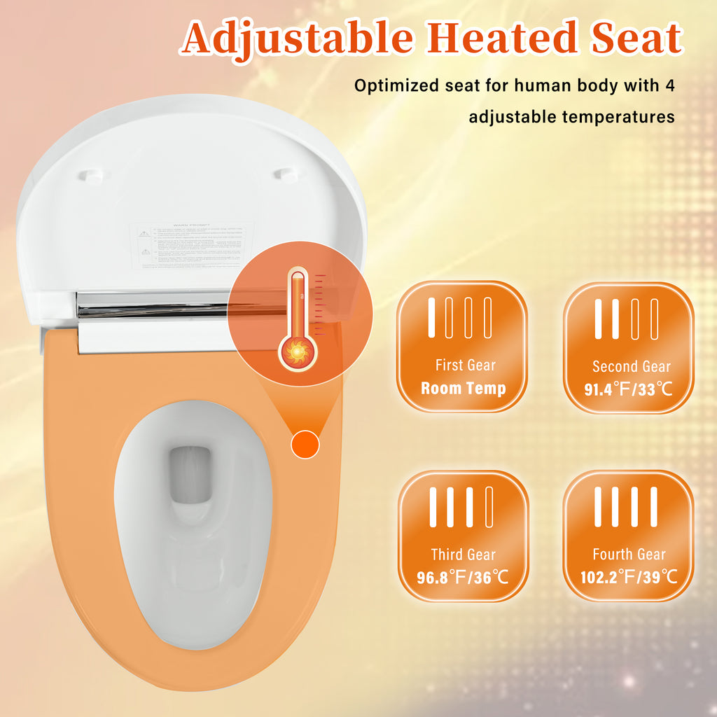Smart elongated white ceramic toilet with heated seat and dual flush — image 4