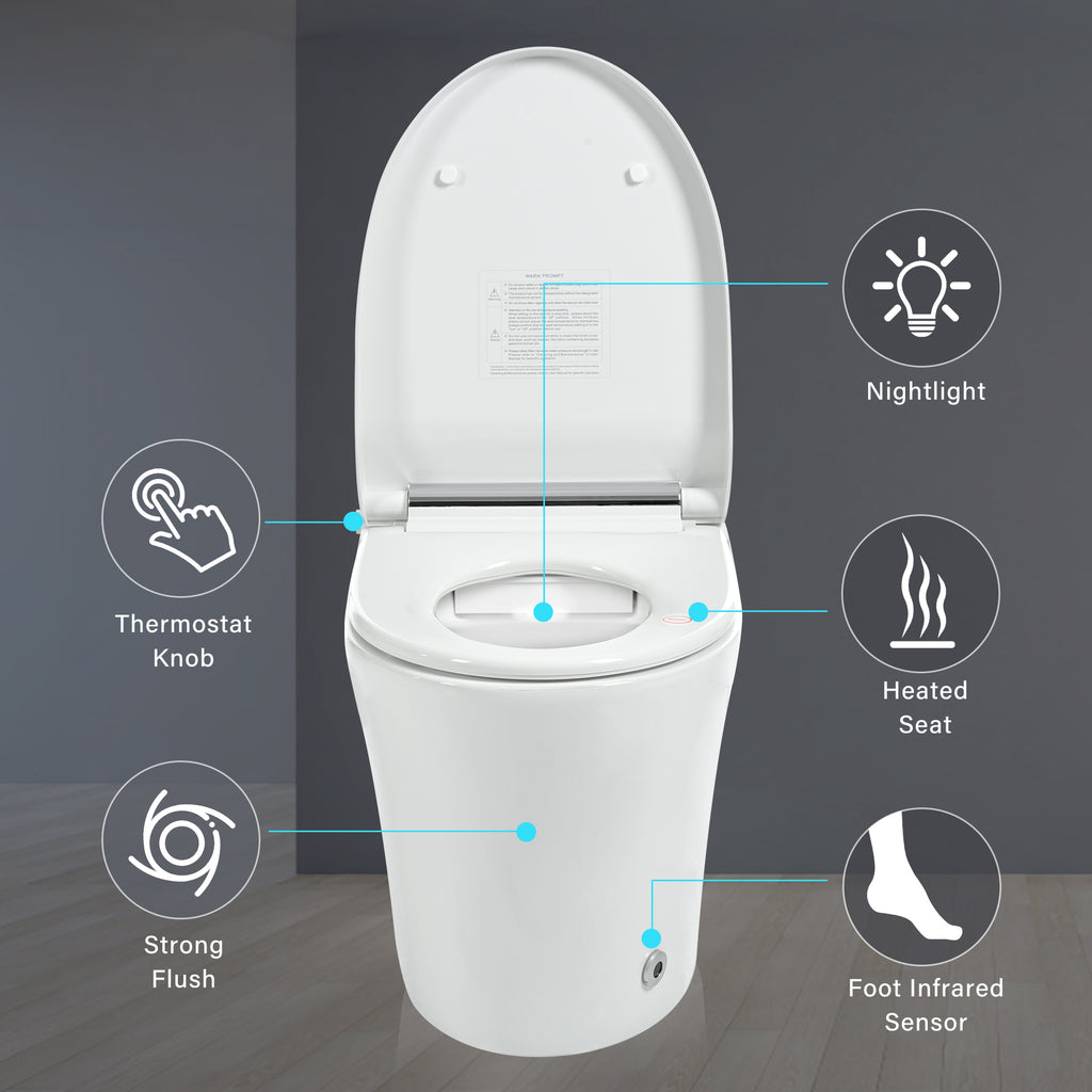 Smart elongated white ceramic toilet with heated seat and dual flush — image 5