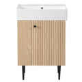 KZG modern wood bathroom vanity with ceramic sink and gold handles — image 1
