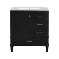 KZG modern black bathroom vanity with integrated sink, 30 in. wide with three soft-closing drawers — image 1
