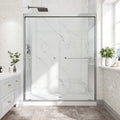 KZG 55–60 in. brushed nickel reversible double bypass sliding shower door with tempered glass — image 1