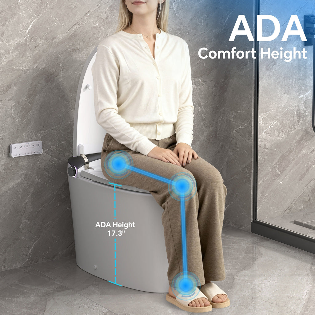 Elongated ADA-height smart bidet toilet with heated seat — image 3