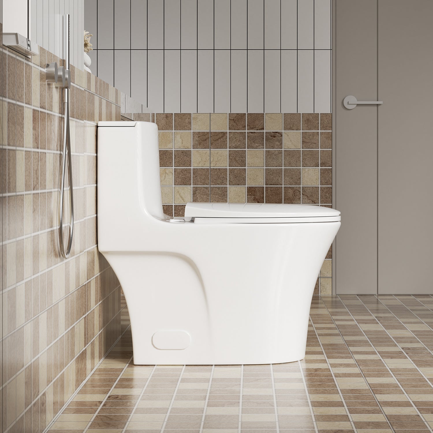 Gloss White one-piece ADA comfort height toilet with soft-close seat — image 5