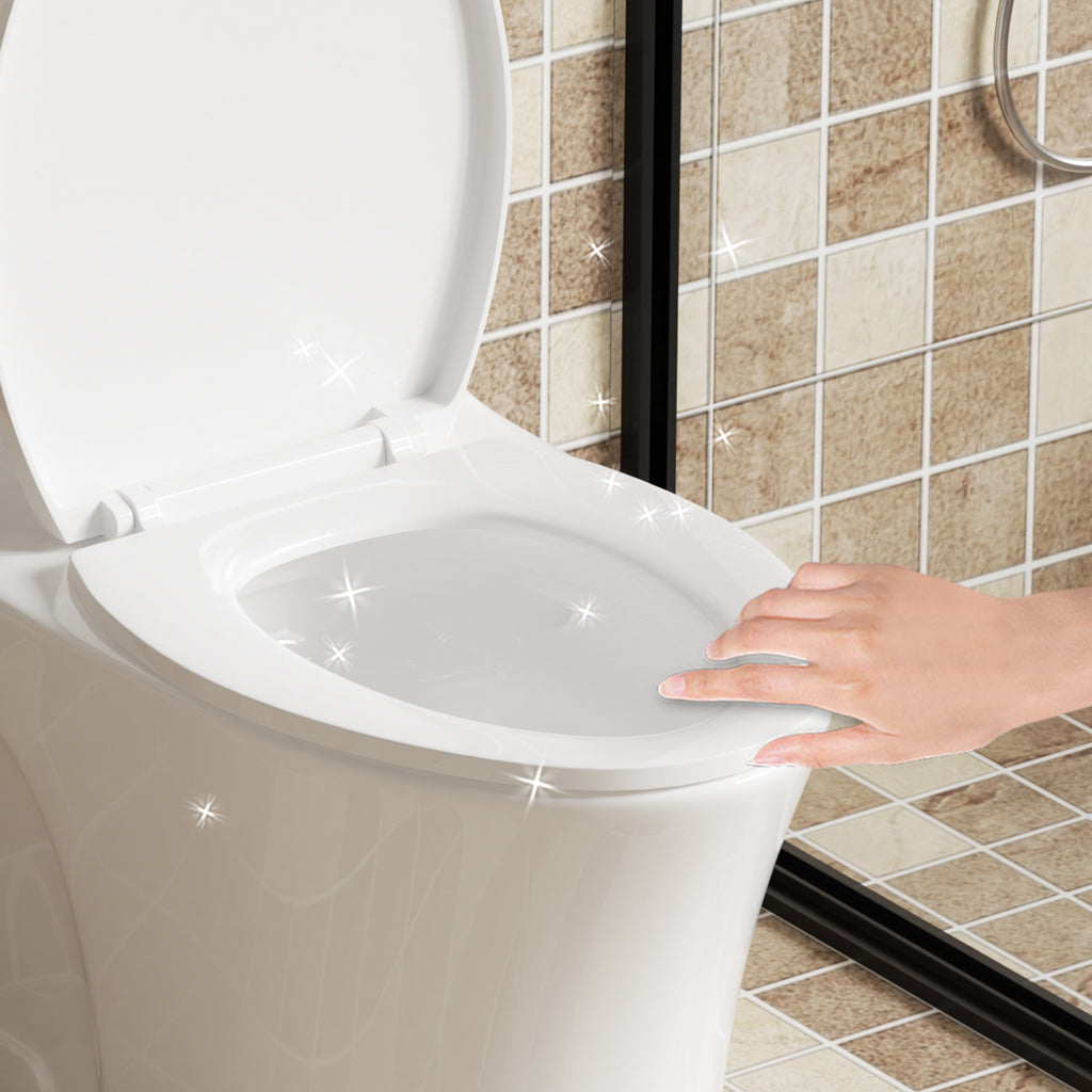 Gloss White one-piece ADA comfort height toilet with soft-close seat — image 7