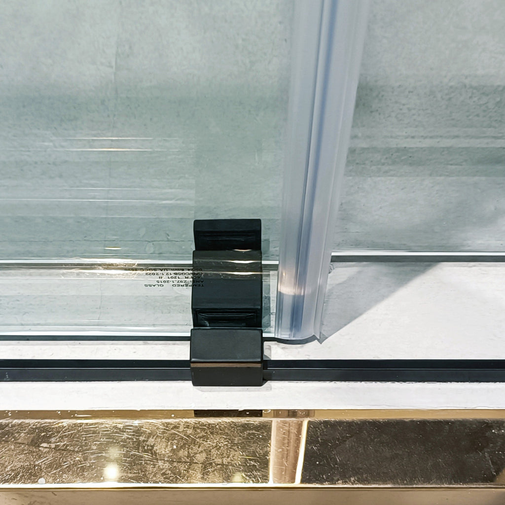 KZG 56-60 in. frameless double sliding shower door in matte black with 8mm tempered clear glass — image 5