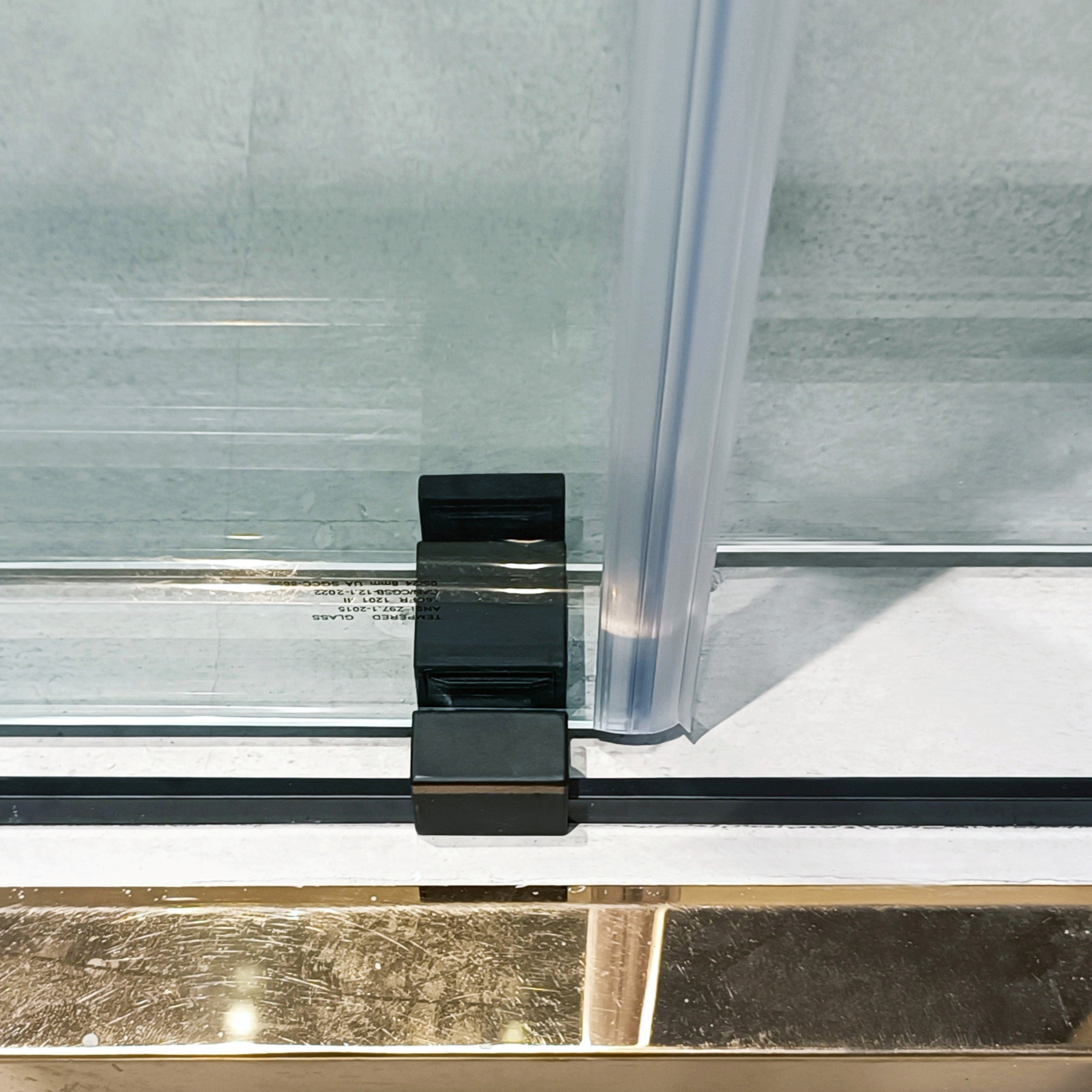 KZG 56-60 in. frameless double sliding shower door in matte black with 8mm tempered clear glass — image 5
