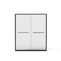 KZG matte black aluminum double sliding shower door with clear tempered glass and black hardware — image 1