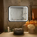 Matte black LED vanity mirror with dimmable lighting and anti-fog — image 1