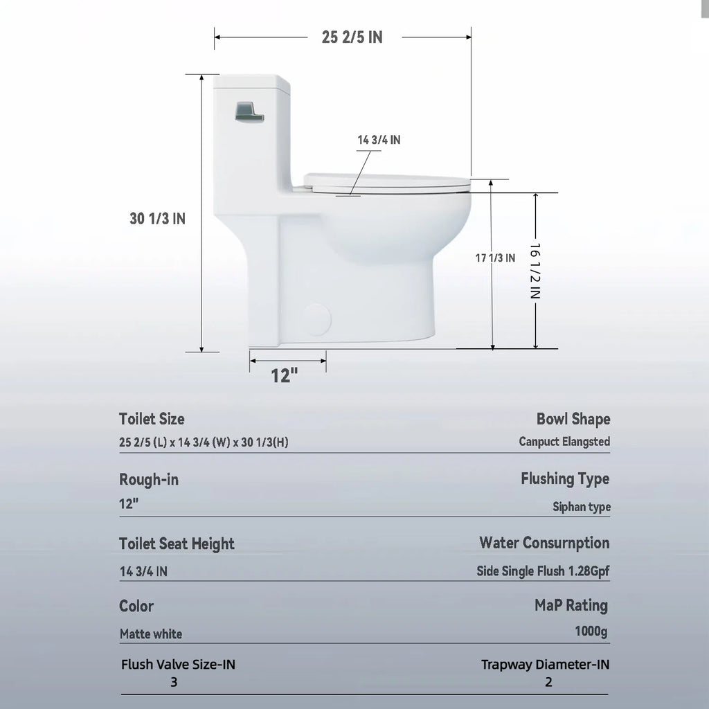 KZG gloss white elongated one-piece toilet with ADA comfort height — image 3