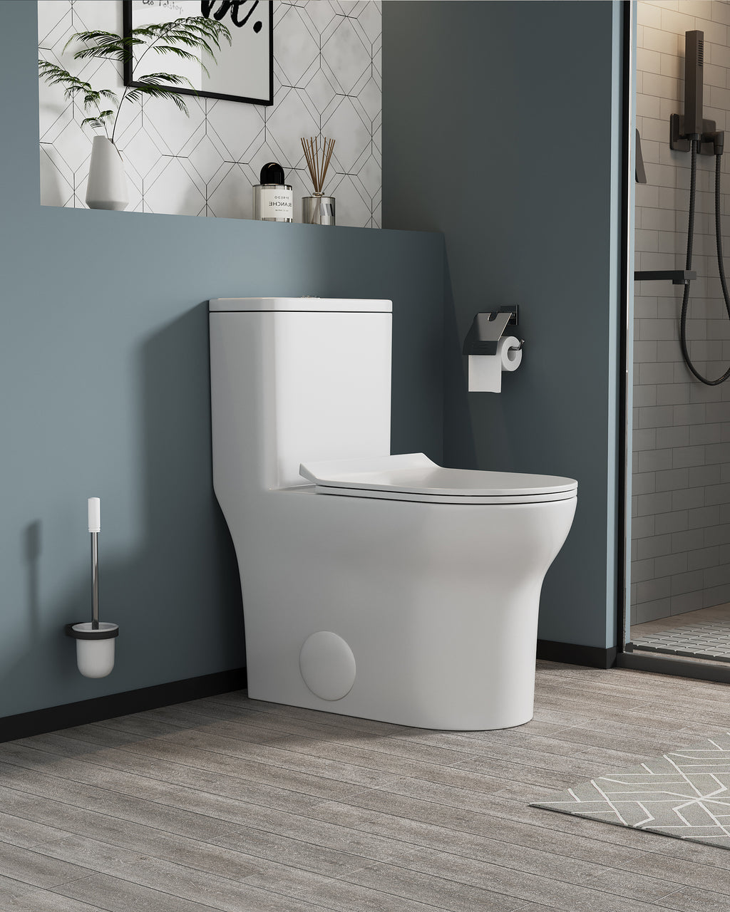 KZG elongated comfort height one-piece toilet in white ceramic with soft close seat — image 5