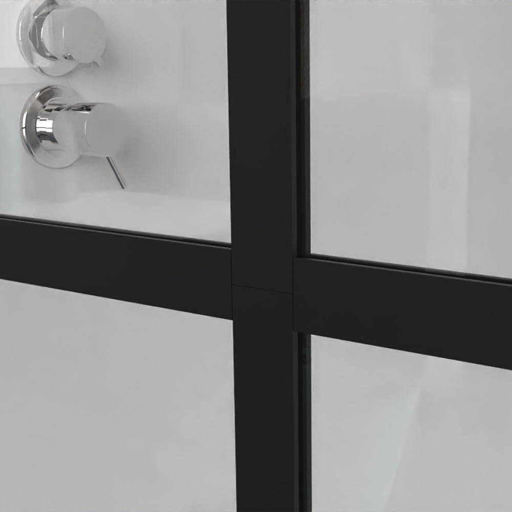 Matte black frameless shower screen panel, 46 in. × 72 in. wet-room style — image 5