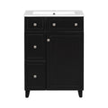 KZG 24-inch black transitional bathroom vanity cabinet with ceramic sink — image 1