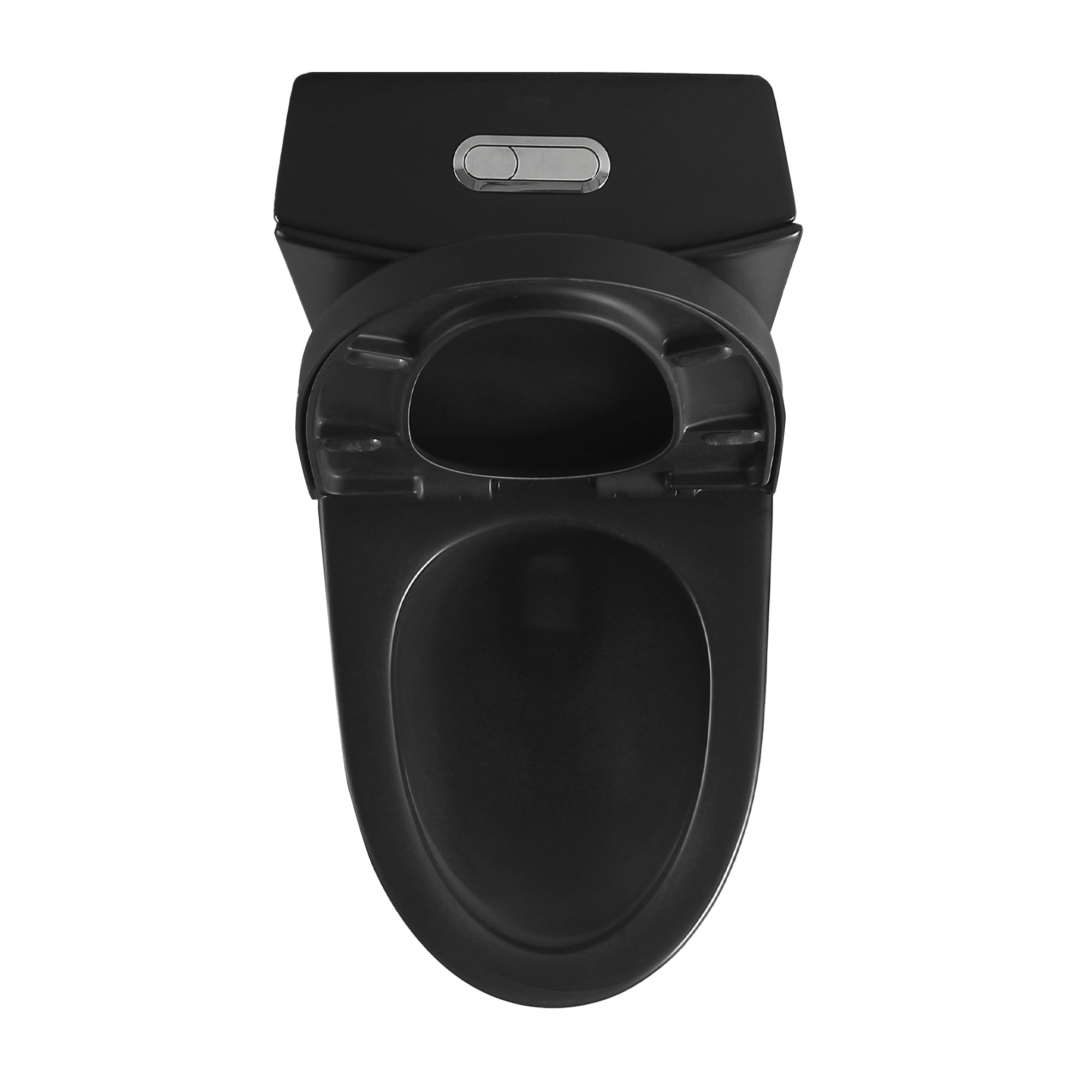 KZG one-piece elongated comfort height toilet in black ceramic with dual-flush and soft-closing seat — image 6