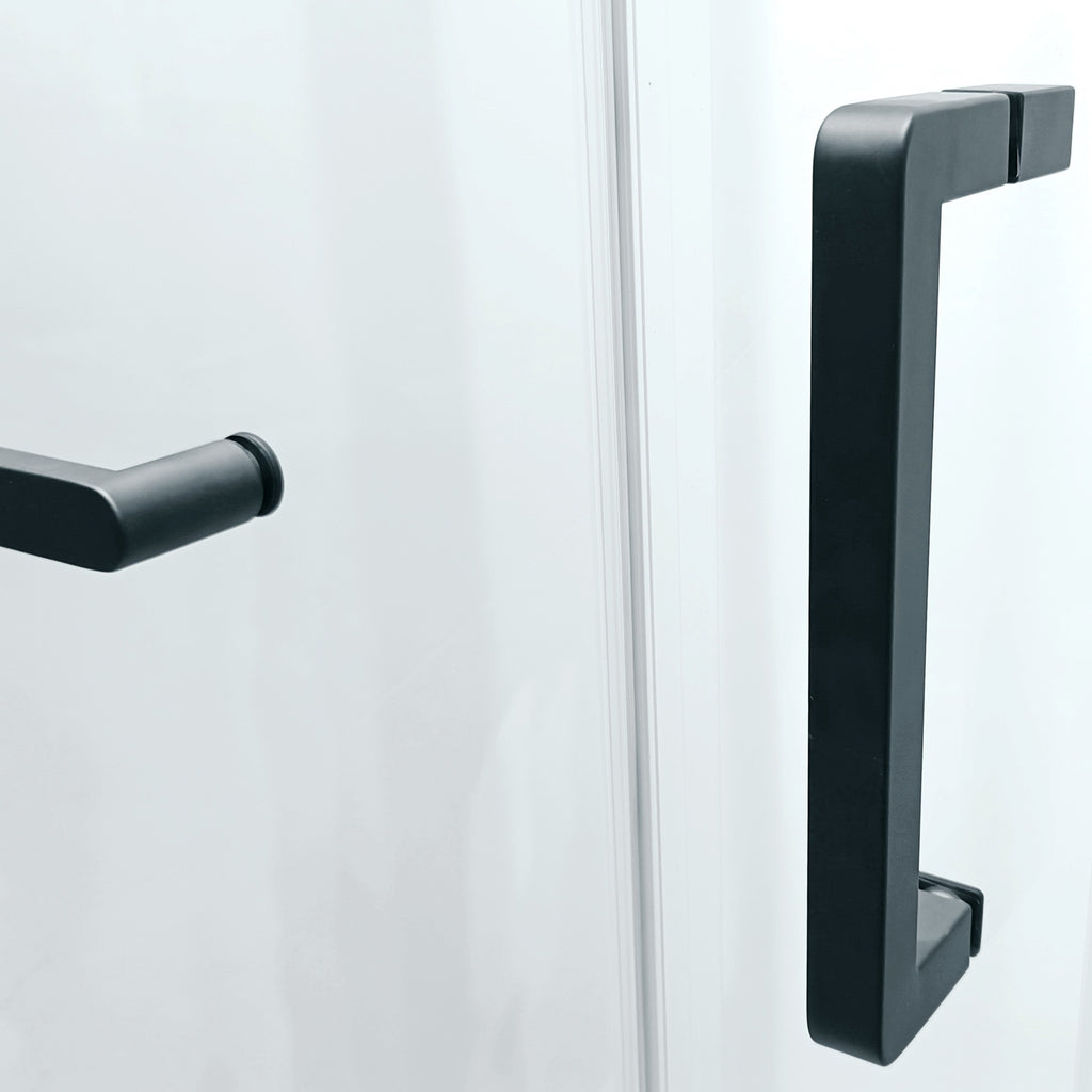 KZG 56-60 in. semi-frame sliding shower door in matte black with tempered glass — image 5