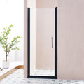 KZG 32–33.5 in. pivot swing shower door in matte black aluminum with tempered clear glass — image 1