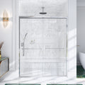 KZG 56–60 in. semi-frameless double sliding shower door with chrome finish and tempered glass — image 1