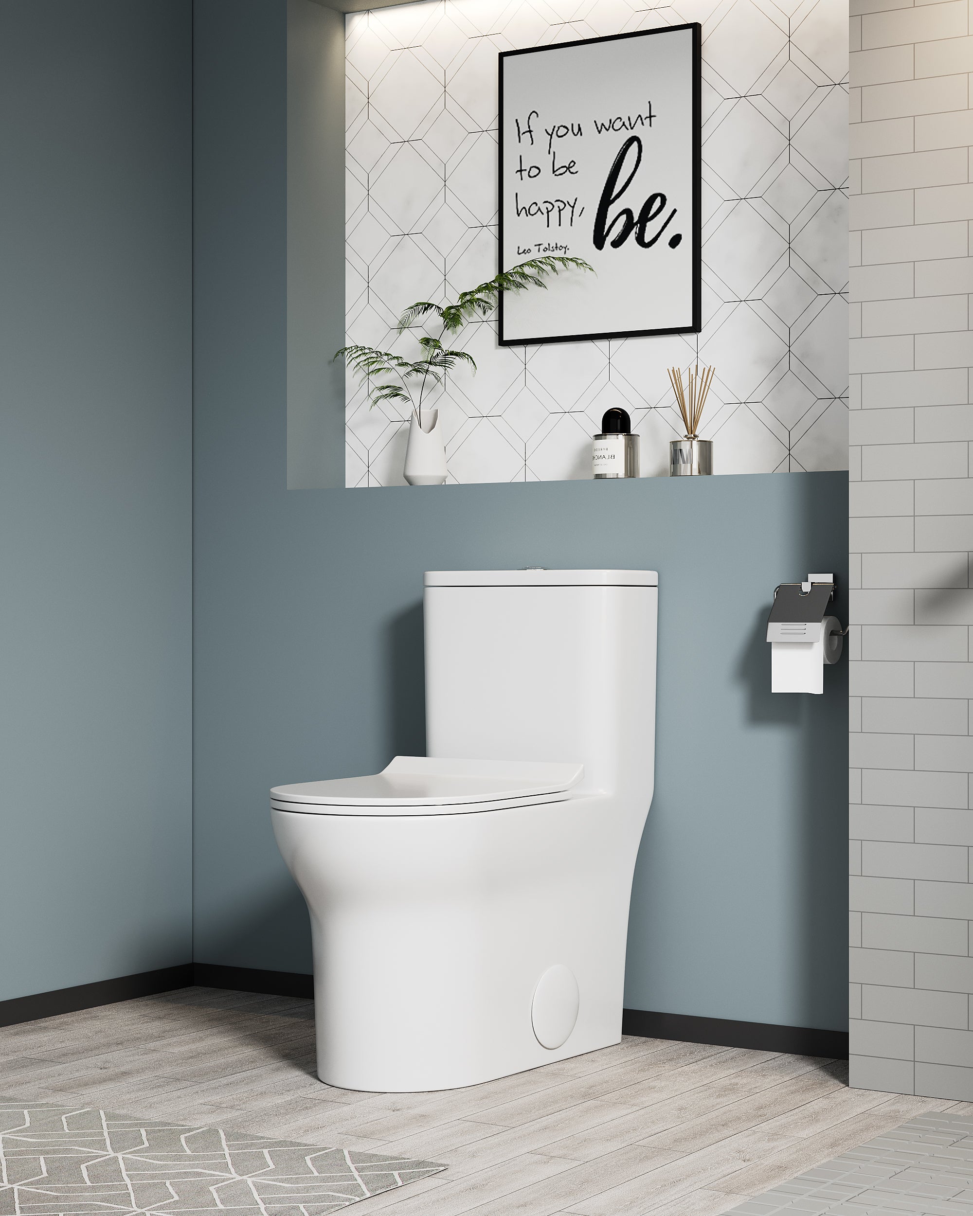 KZG elongated comfort height one-piece toilet in white ceramic with soft close seat — image 1