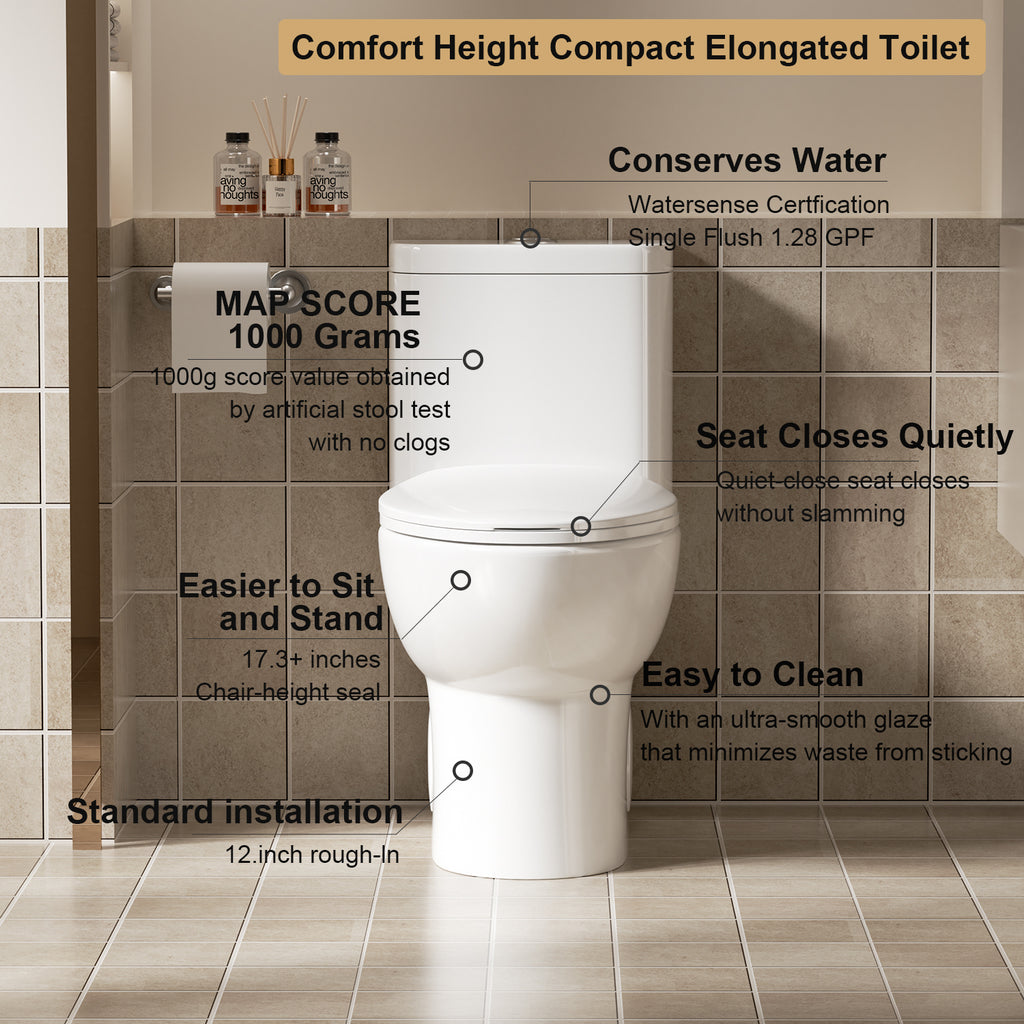 KZG Tornado Flush one-piece toilet in gloss white with ADA comfort height and dual flush — image 7