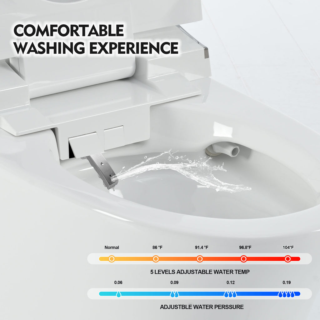 White elongated smart bidet toilet with heated seat and dryer — image 4