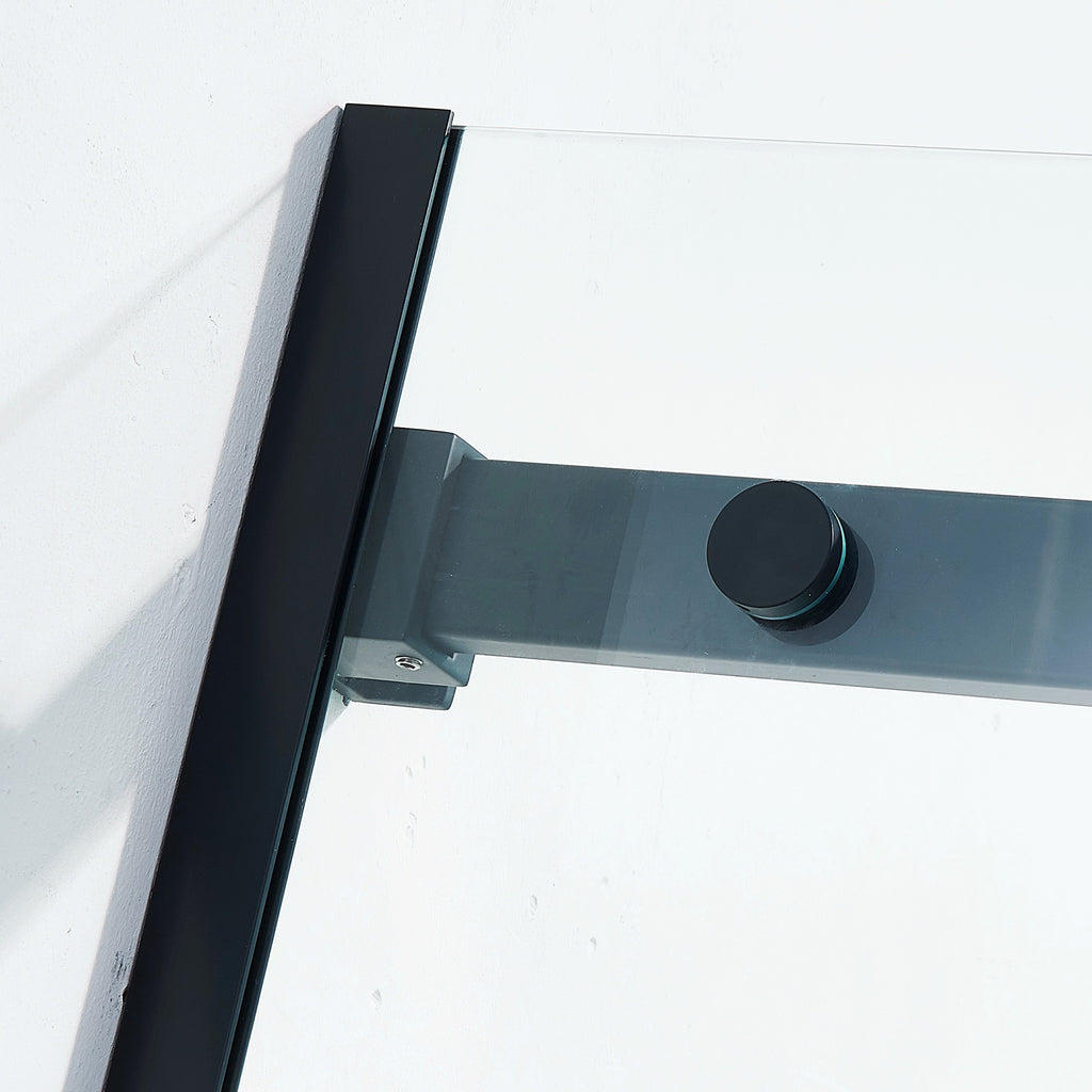 KZG 56-60 in. semi-frame sliding shower door in matte black with tempered glass — image 4
