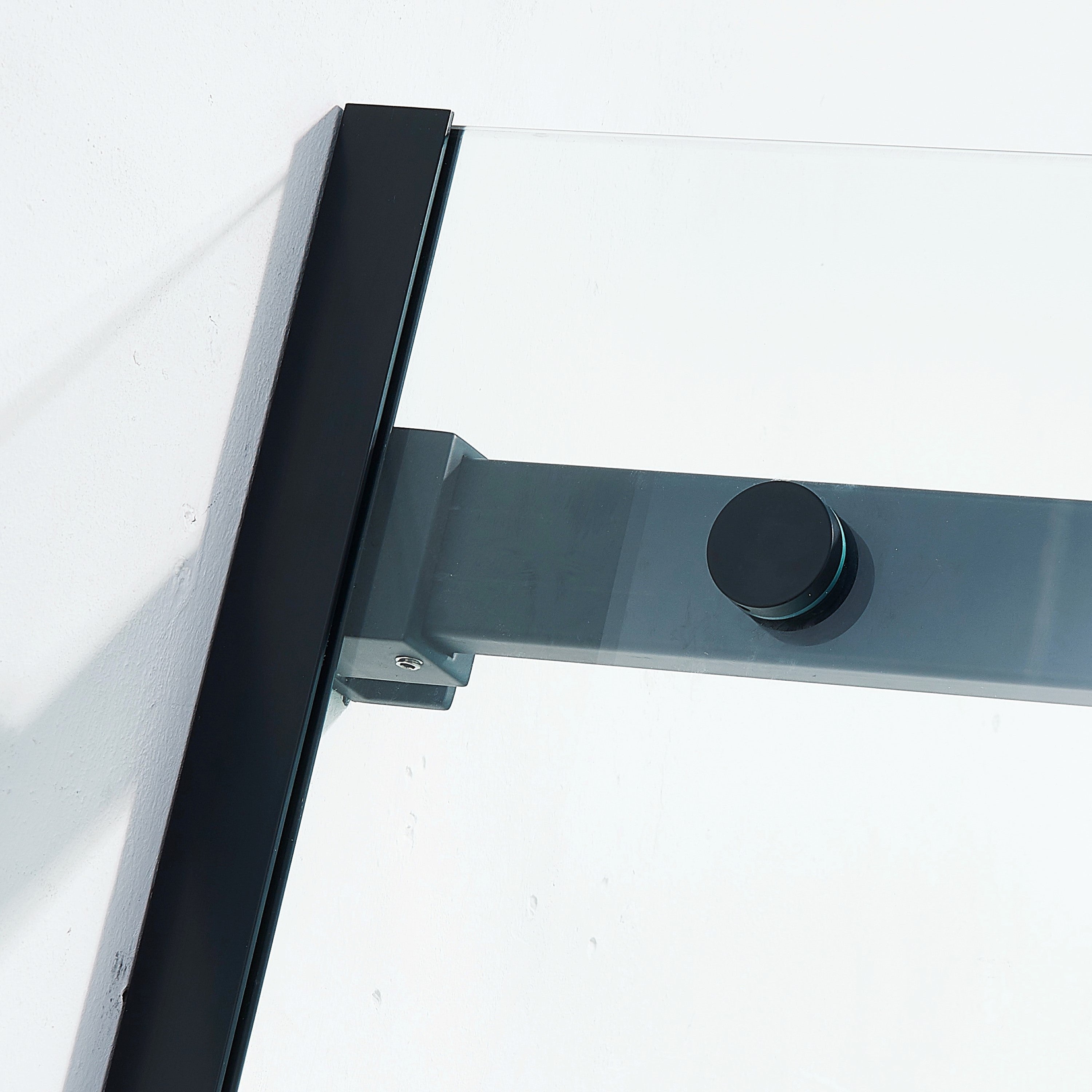 KZG 56-60 in. semi-frame sliding shower door in matte black with tempered glass — image 4