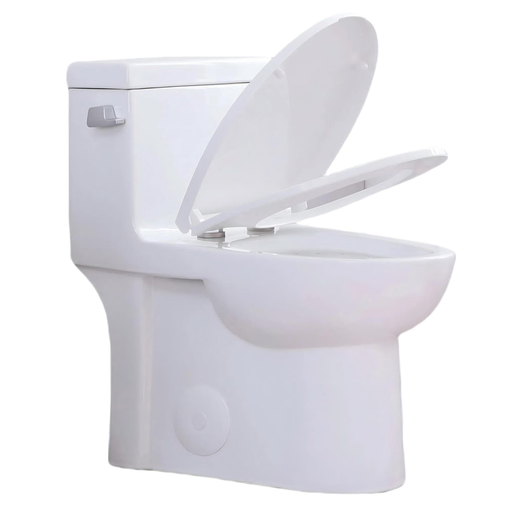 KZG gloss white elongated one-piece toilet with ADA comfort height — image 1