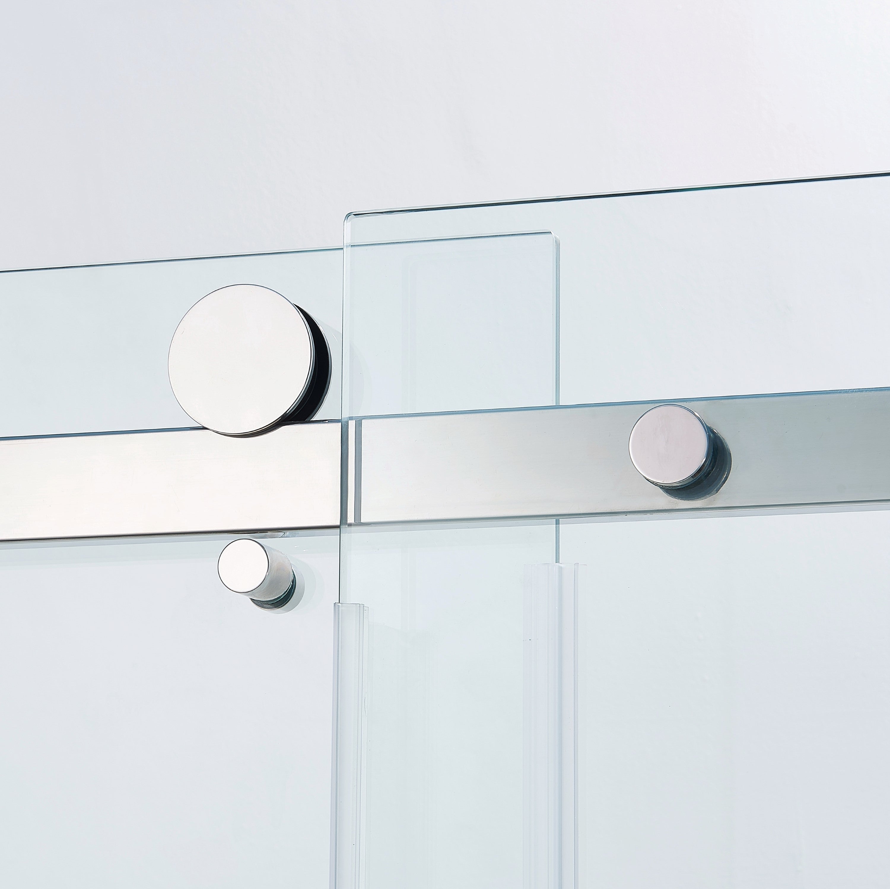 KZG 56-60 in. semi-frame single sliding shower door in brushed nickel with 8mm tempered glass — image 5