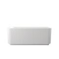 KZG 59 in. rectangle linear acrylic freestanding soaker tub in glossy white with chrome pop-up drain — image 1