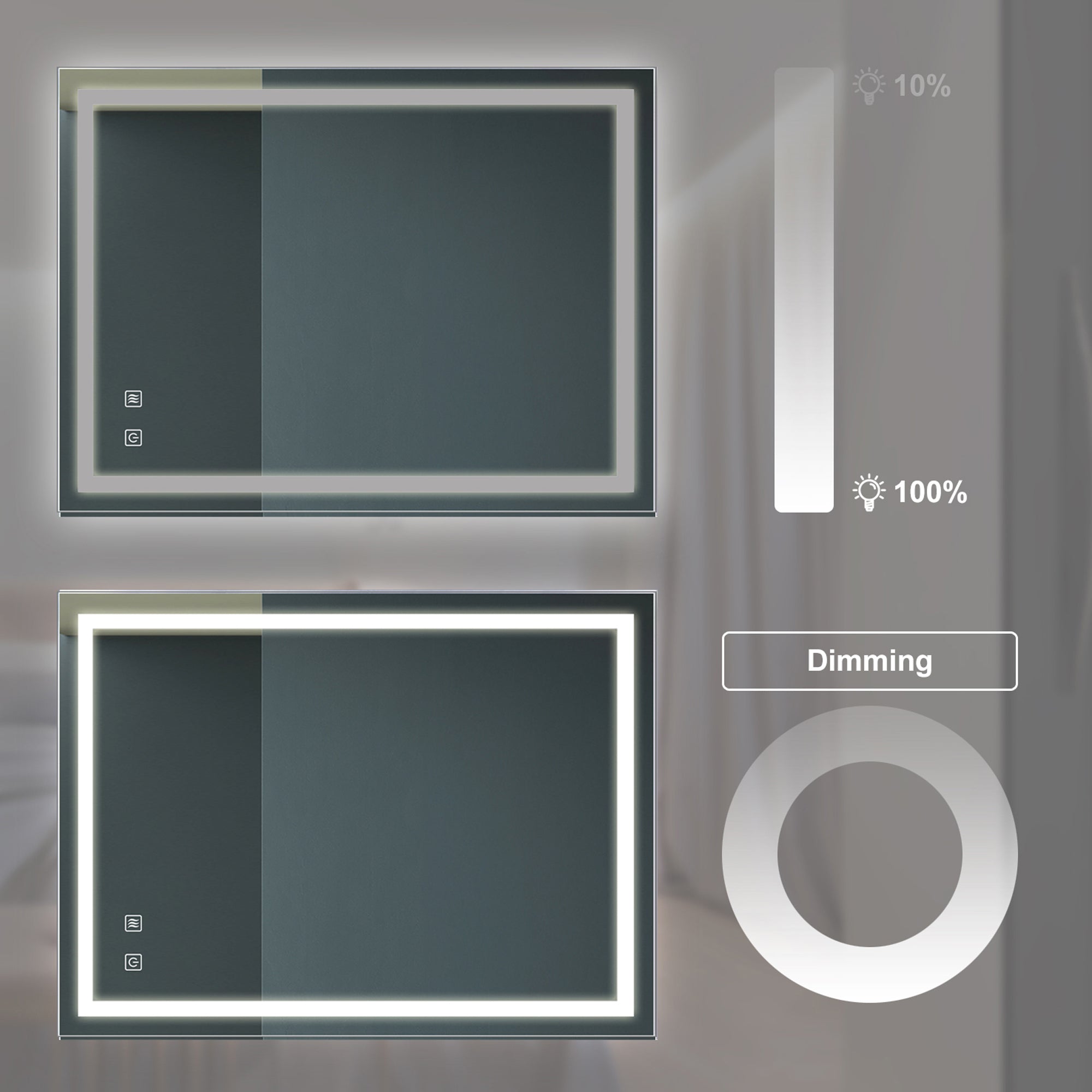 KZG 32 in. x 24 in. frameless LED bathroom mirror with anti-fog and dimmable front lighting in silver — image 6